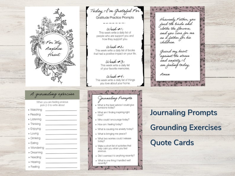 Printable Christian Anxiety Journaling Kit with Prompt Cards, Bible Verses and Quotes image 3