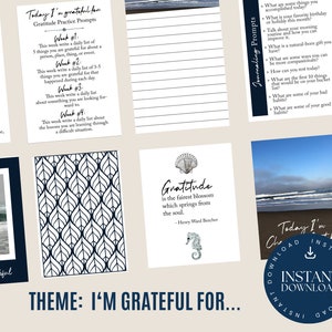 Gratitude Journaling Kit with Journal Prompt Cards, Quotes, and Ocean Photography image 2