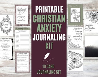 Printable Christian Anxiety Journaling Kit with Prompt Cards, Bible Verses and Quotes