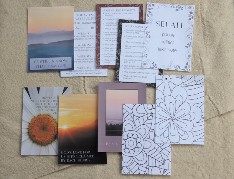 Printable Journal Be Still & Know Journaling Kit with Prompt Cards and Quotes image 1