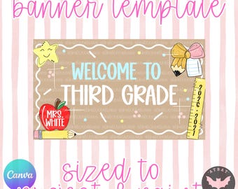 First Day of School Banner Template DIY Hand Painted Welcome back decor Back to school