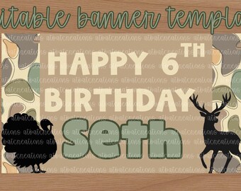 Generic Boy Birthday Banner Template/ Hunting themed