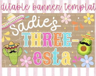 Three-Esta Themed Birthday Brown Banner Template
