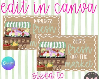 She's Fresh Off the Market Banner Template|| DIY Hand Painted || Farmers Market Bridal Shower || Strawberries and Lemon