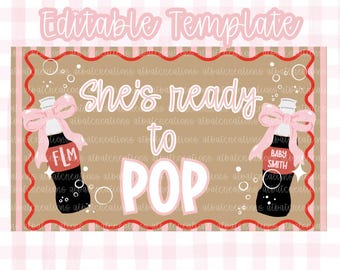 She's ready to pop brown banner template