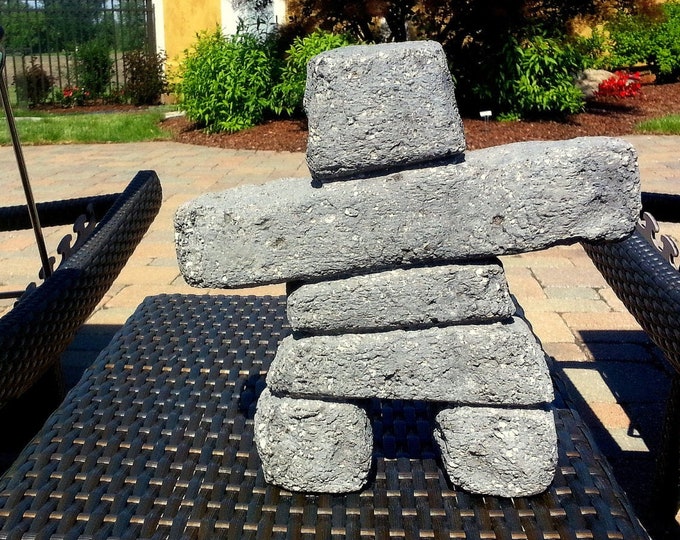 Hypertufa Inukshuk "Shook" 9" Tall (Slate) Hypertufa Concrete Stone cairn Sculpture Garden Art & Home Decor