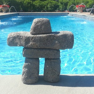 Inukshuk &quot;Big Nook&quot; 12&quot; Tall (Slate) Hypertufa Inuit Stone Cairn, Concrete Sculpture, Home Decor Garden Art, Housewarming Gift, Path Marker
