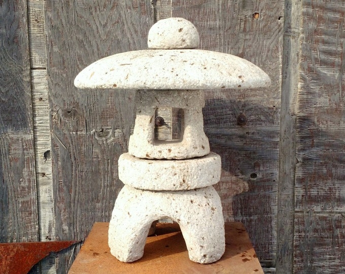 Hypertufa Garden Lantern 18" or 24" Tall | Japanese Style Stone Lantern | Lightweight Concrete Sculpture Art | Outdoor Frost Proof Pagoda