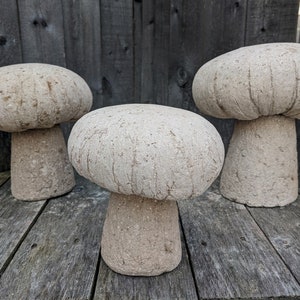 Rustic Woodland Garden Mushrooms Enchanting Sets of 3 Handmade Hypertufa Lightweight Concrete Cement Natural Looking Outdoor Garden Decor