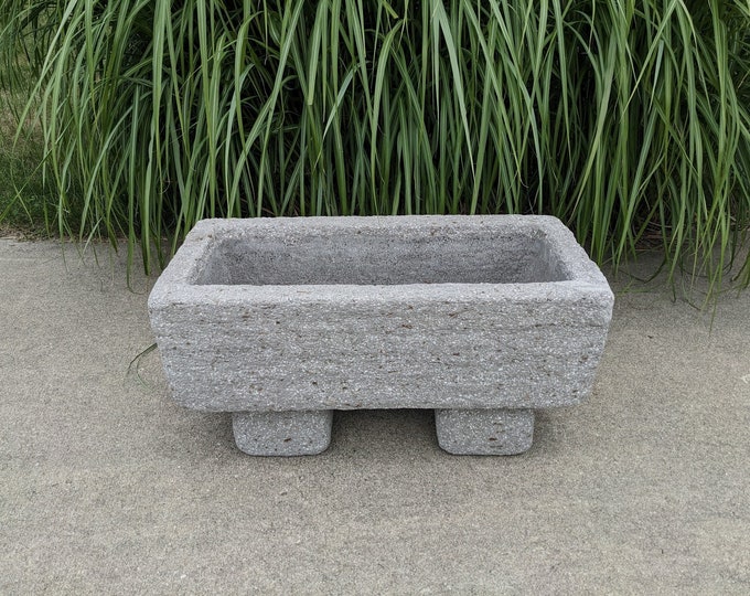 Hypertufa Trough w/feet (Slate) | 30"L x 14"W x 14"H | Large Outdoor Planter | Concrete Gardening Container |  Succulent Herb Flower Plants