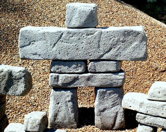 Hypertufa Inukshuk Sculpture | "ANCU" 24" Tall (Slate) | Concrete Garden Art | Inuit Stacked Stone Cairn | Outdoor Housewarming Gift