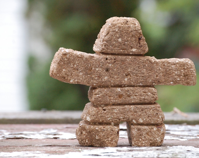 Hypertufa Inukshuk | "Lil' Nook" 6"h (sandstone) | Inuit Stacked Stone Cairn Sculpture | Indoor Desk Outdoor Garden Art | Housewarming Gift