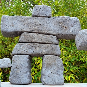 Hypertufa Inukshuk | "TOR" 18" Tall (Slate) | Lightweight Concrete Garden Art | Inuit Stacked Stone Cairn Sculpture | Frost Proof | Handmade