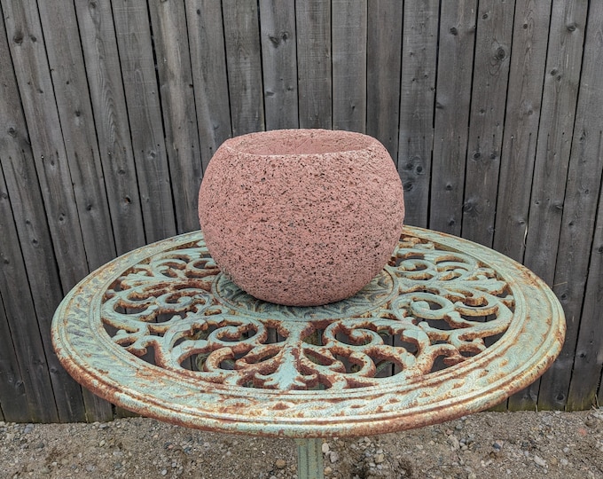 Hypertufa Sphere Planters | Coral Color | Lightweight Decorative Concrete Planter | Outdoor Flower Succulent Pots | Frost Proof