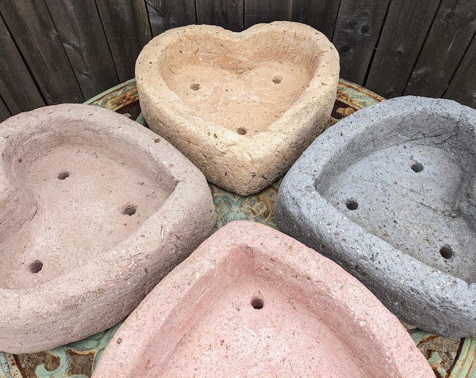 SECONDS SALE / CLEARANCE | Lovely Hypertufa Heart Shape Planters | Lightweight Concrete Pot | Outdoor Succulent Heart Planter | Frost Proof