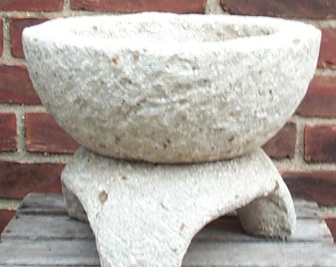 Hypertufa Planter w/Feet 13"w x 9.5"h (Limestone) | Lightweight Decorative Concrete Bowl | Succulent Herb Flower Pot | Outdoor Frost Proof