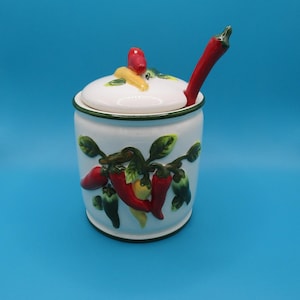 Tarro para mermelada de 3 piezas con tapa y cuchara - Década de 1990 - Marca ARC