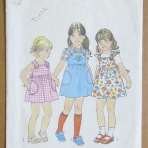 Simplicity 8043 Little Girls 1977,  Size 4 Sleeveless Dress/ or Jumper- Cut/ Complete