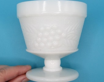 Diseño de sorbete/uva de cosecha en vidrio opalino - Indiana Glass