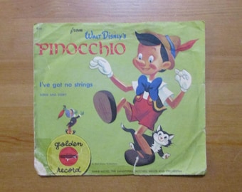 Pinocchio-hoes, alleen de hoes - geen plaat, papier, Disney jaren 1950