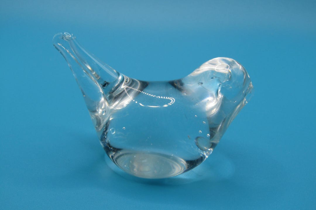 Clear Glass Bird Paperweight - Etsy