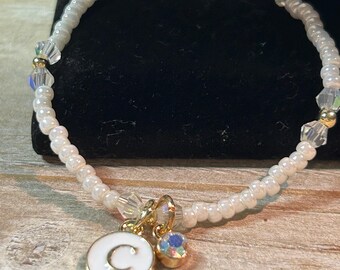 Initial Beaded Bracelet | Dainty | Seed Bead | Monogram