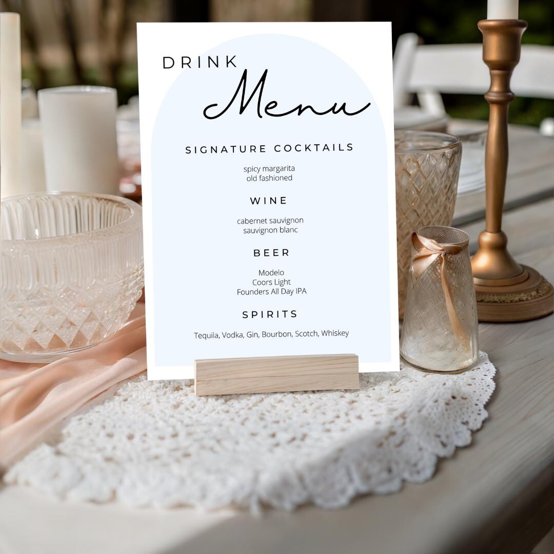 Drink Menu | Cocktail Menu | Bar Menu Template | Wedding Bar Menu Sign ...