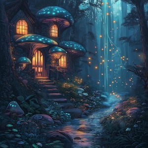 Bioluminescent forest digital art download