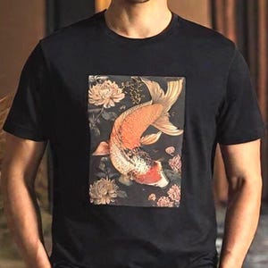 Elegant Japanese Koi Fish Design T-Shirt - Traditional Japanese Pattern - Unisex t-shirt