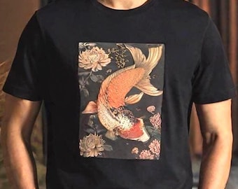 Koi Fish T-Shirt - Elegant Japanese Design - Traditional Japanese Pattern - Unisex t-shirt- Koi Art Print Shirt - Japanese Koi Design