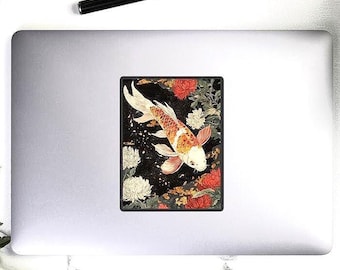 Elegant Koi Bubble-Free Stickers – Koi Fish Print, Waterproof Vinyl, Aesthetic Koi Gift, Japanese Art Sticker for Laptops & Journals