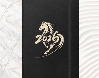 2026 Year of the Horse Lined Notebook • Chinese Zodiac Undated Diary • Lunar New Year Gift • Asian Stationery • Hardcover Bound Journal