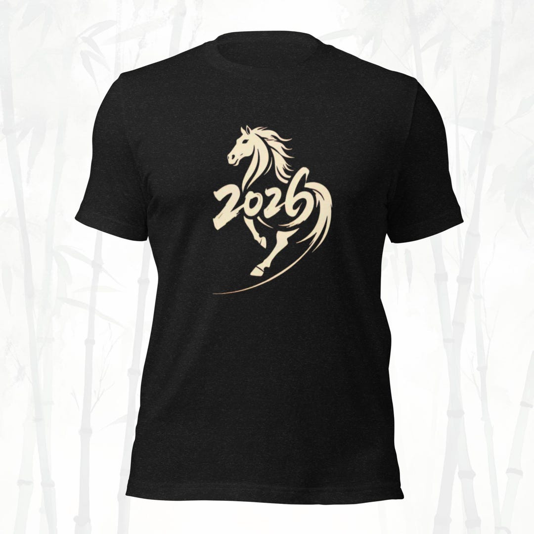Year of the Horse 2026 Gold Brushstroke Shirt | Chinese New Year Tee ...