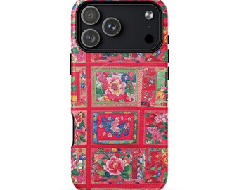 iPhone 17 Case Chinese Floral | Traditional Northeastern Pattern | Patchwork Phone Case | MagSafe® tough case for iPhone® 14 - 17