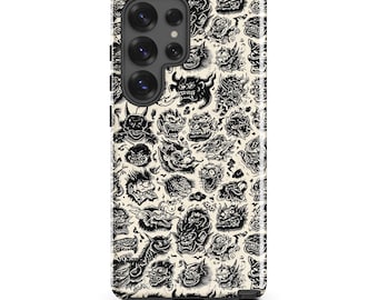 Black White Japanese Demon Case | Oni Yokai Phone Case | Traditional Japanese Art |MagSafe Samsung Tough Protection