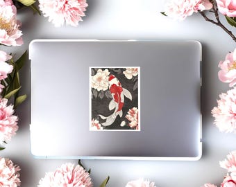 Koi Fish Bubble-Free Stickers – Elegant Koi Print, Waterproof Vinyl, Aesthetic Koi Gift, Japanese Art Sticker for Laptops & Journals