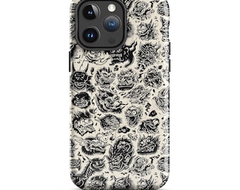 Black White Japanese Demon Case | Oni Yokai Phone Case | Traditional Japanese Art |MagSafe iPhone Tough Protection