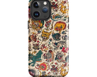 Colorful Japanese Demon Case | Traditional Oni Yokai Art | Vintage Japanese Tough Phone Case | MagSafe iPhone Protection