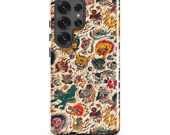 Colorful Japanese Demon Case | Traditional Oni Yokai Art | Vintage Japanese Tough Phone Case | MagSafe Samsung Protection