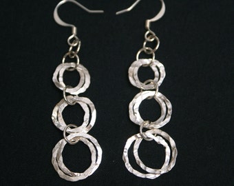 Hammered Ring Dangly Earrings