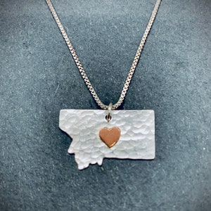 Silver Montana with copper Heart Necklace