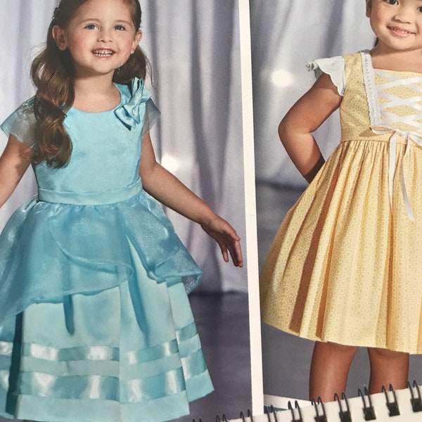 size 4,5,6,7,8 Uncut dress pattern, classic, traditional girly dress with cap, butterfly and puffy sleeve options, full skirt with options