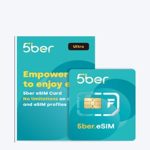 5ber Cartão SIM físico - Habilitar suporte eSIM para todos os telefones (Android / iPhone) - Versão Ultra