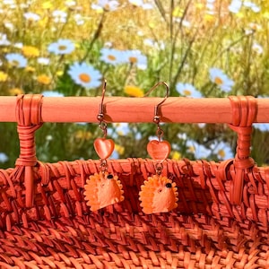 Hypoallergen Ohrringe, Igel, 3d Igel, Geburtstagsgeschenk, Weihnachtsgeschenk, Geschenke für sie, handgemachter Schmuck, Geschenke für Freund