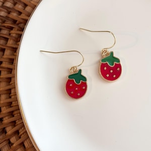 Hypoallergenic Earrings, Strawberry, Fruit, Kawaii, Strawberry, Birthday, Christmas Gift, Gift for Her, Handmade Jewelry, Gift for Friend