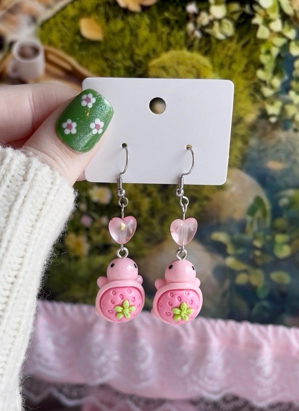 Strawberry Cat Earrings - Etsy