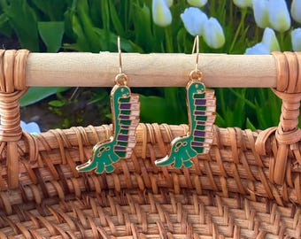 Hypoallergenic Earrings, Dinosaur, Brontosaurus, Book, Reading, Birthday Gift, Christmas Gift, Gifts for Her, Handmade Jewelry, Gifts
