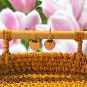 Hypoallergenic Earrings, Strawberry, Fruit, Pink Strawberry, Birthday Gift, Christmas Gift, Gift for Her, Handmade Jewelry, Gifts for Friend