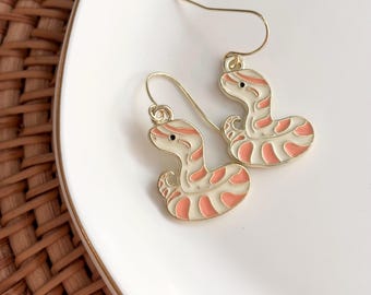 Hypoallergenic Earrings, Goth, Snake, White, Pink, Birthday Gift, Christmas Gift, Gifts for Her, Handmade Jewelry, Gifts for Friend
