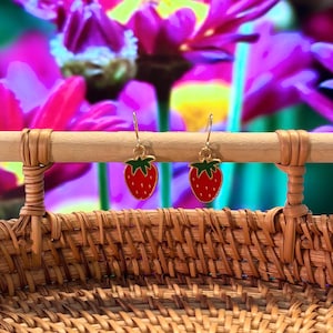 Hypoallergenic Earrings, Strawberry, Fruit, Round Strawberry, Birthday Gift, Christmas Gift, Gift for Her, Handmade Jewelry, Gift for Friend
